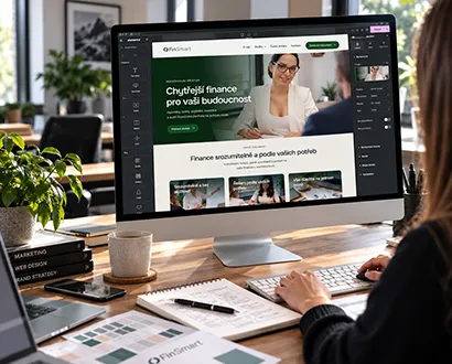 Práce na tvorbě webových stránek FinSmart v editoru WordPress Elementor – webdesign a grafické zpracování projektu MOON WOLF.